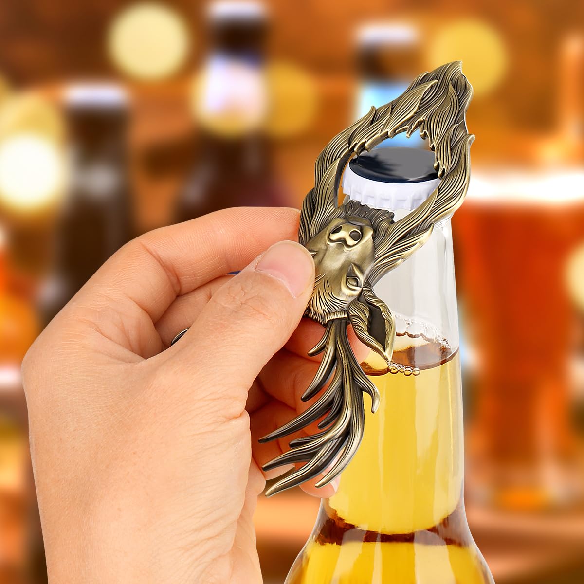 Amazon | ブロンズ鹿の頭の形をした金属製栓抜き、クワガタビール